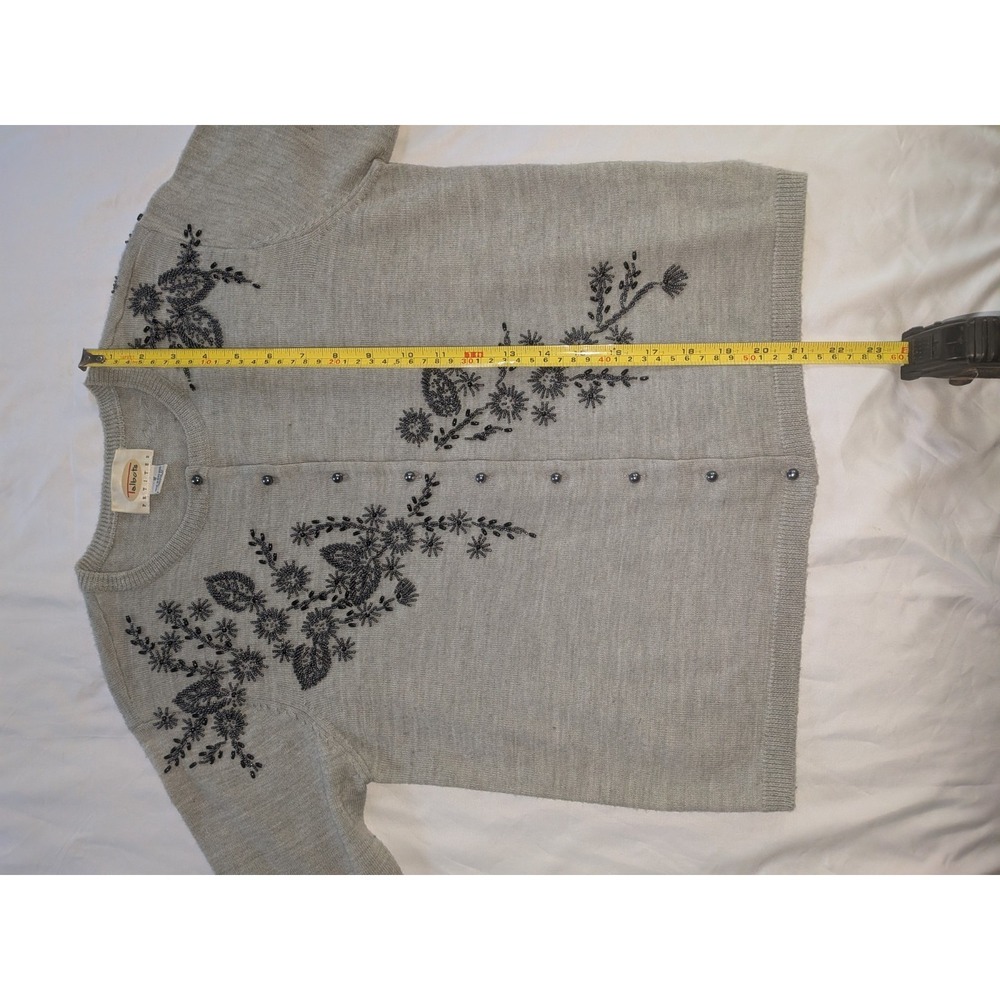 Talbots Petites Women's Size Small Gray Cardigan Sweater 3/4 Sleeve Button Front - Picture 10 of 10